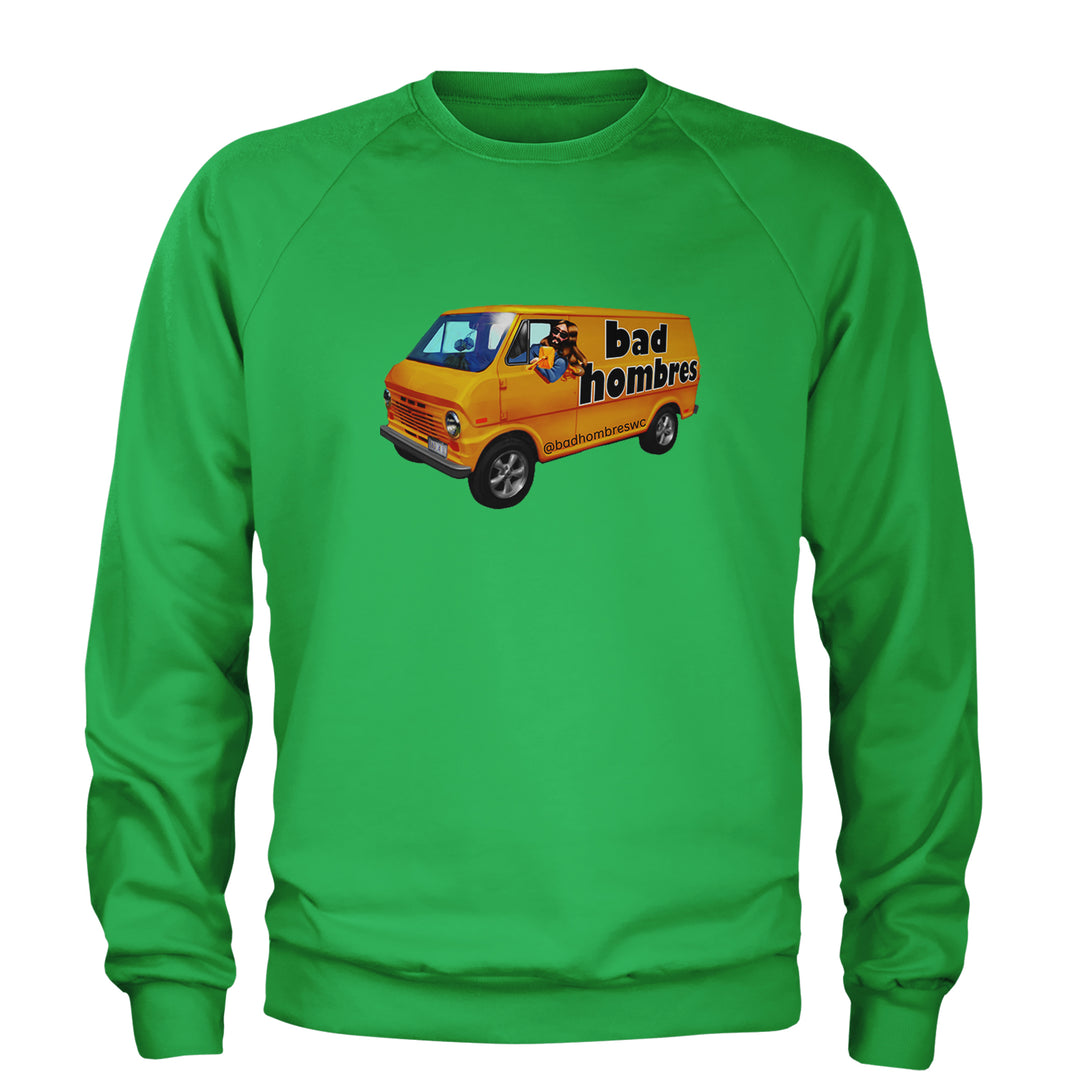 Bad Hombres Van West Chester Band Adult Crewneck Sweatshirt Kelly Green
