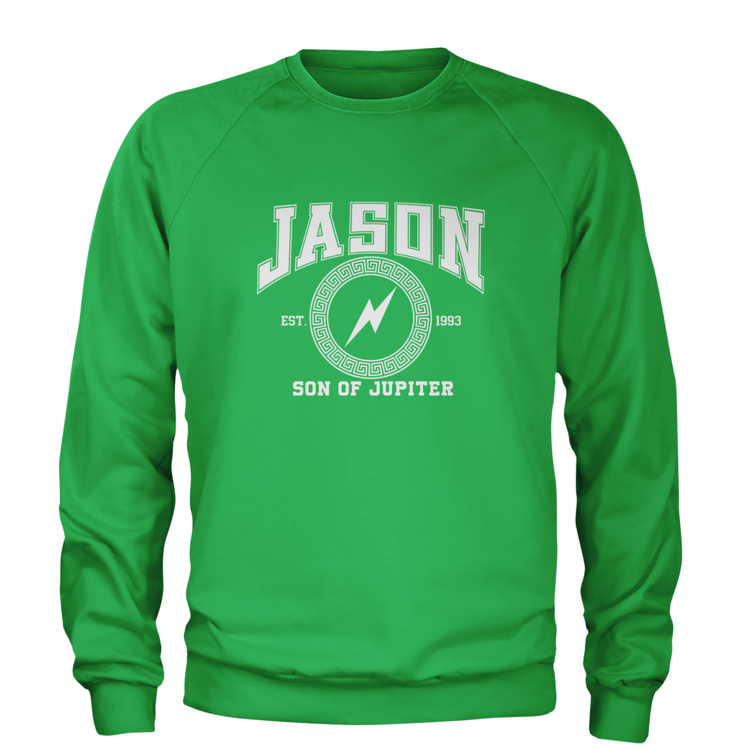Jason Son of Jupiter Storm Bringer Adult Crewneck Sweatshirt Kelly Green