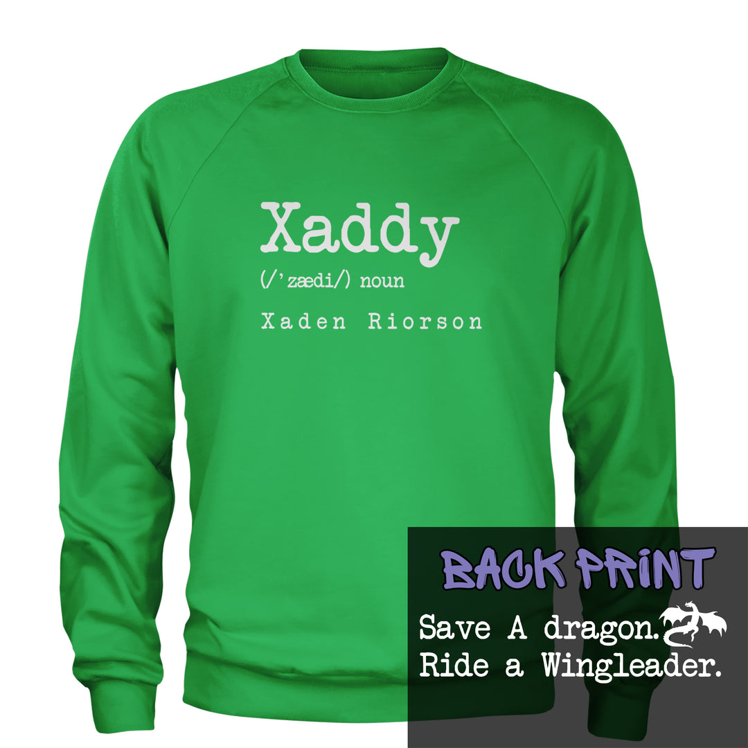 Xaddy Save A Dragon Ride A Wingleader Adult Crewneck Sweatshirt Kelly Green