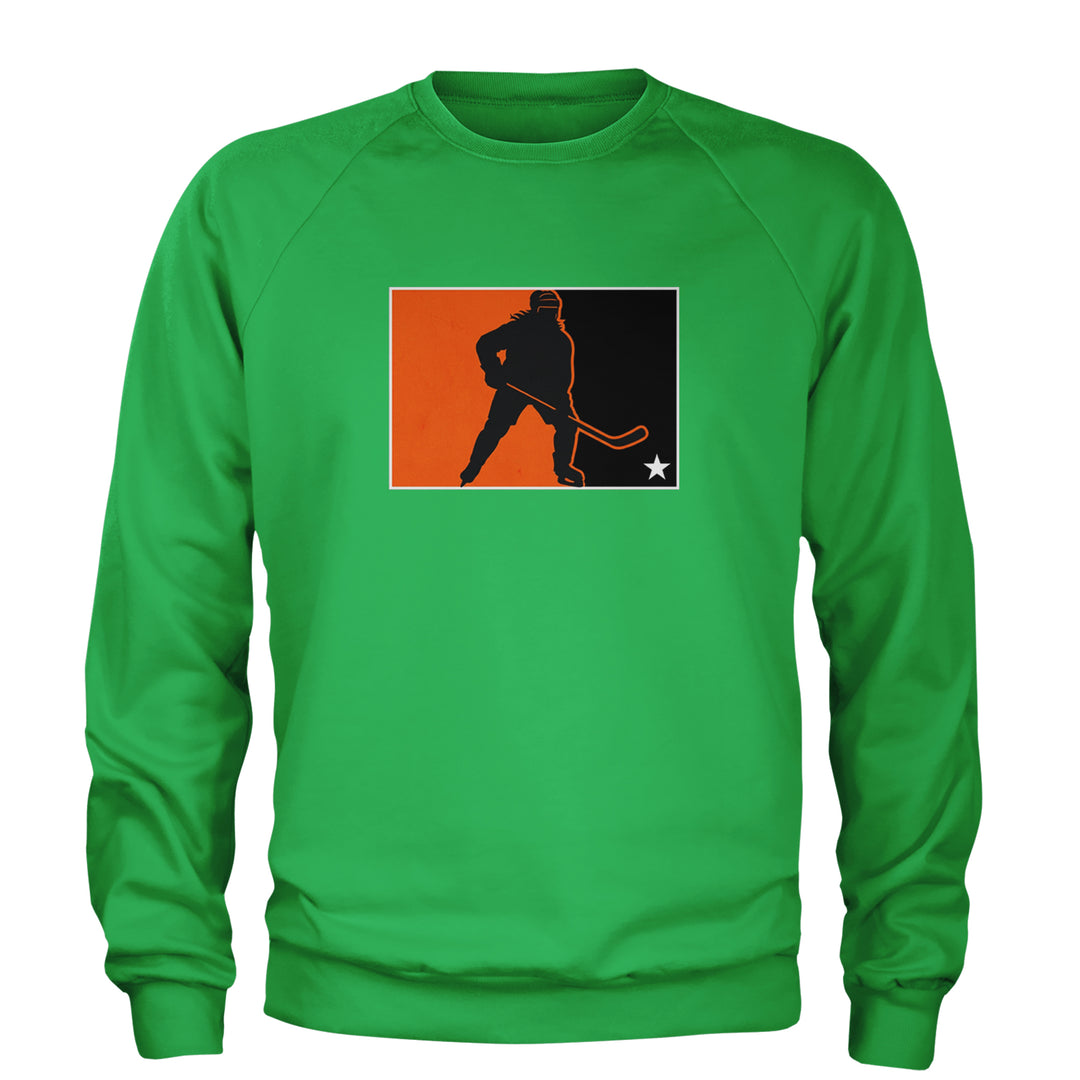 Hockey Enforcer Retro Vintage Adult Crewneck Sweatshirt Kelly Green