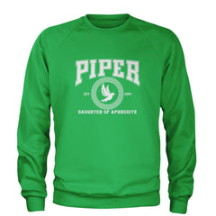 Piper Daughter of Aphrodite Rebel Heart Adult Crewneck Sweatshirt Kelly Green