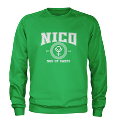 Nico Son of Hades Underworld Crest Adult Crewneck Sweatshirt Kelly Green