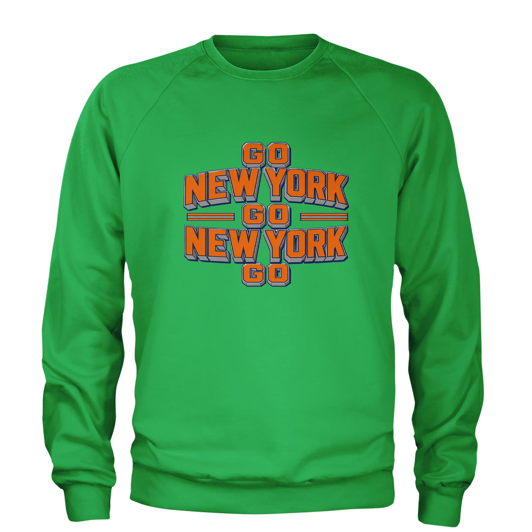 Go New York Go Basketball Adult Crewneck Sweatshirt Kelly Green