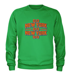 Go New York Go Basketball Adult Crewneck Sweatshirt Kelly Green