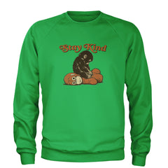 Punch Stay Kind Macaque Adult Crewneck Sweatshirt Kelly Green