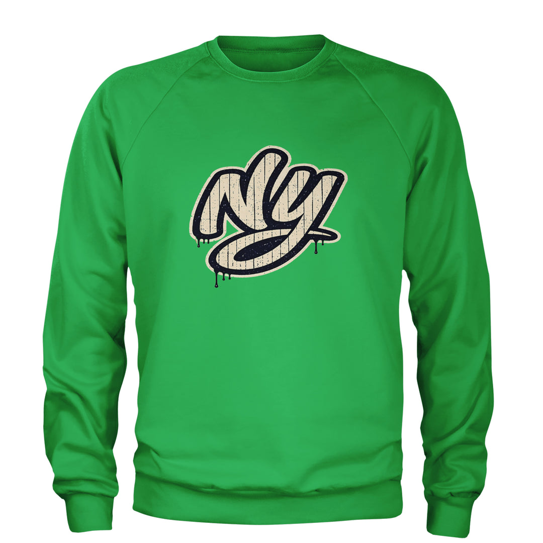 NYC New York City Grunge Street Adult Crewneck Sweatshirt Kelly Green
