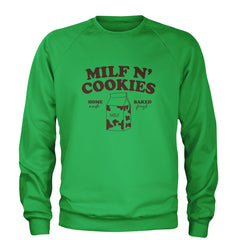 Milf And Cookies Adult Crewneck Sweatshirt Kelly Green