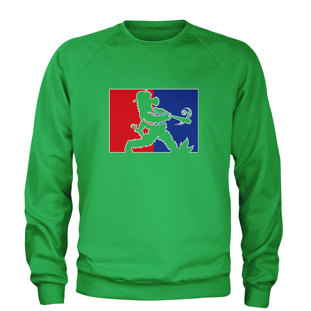 Batter Up Philly Baseball Phan Adult Crewneck Sweatshirt Kelly Green