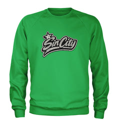 Sin City Vegas Retro Vintage Adult Crewneck Sweatshirt Kelly Green