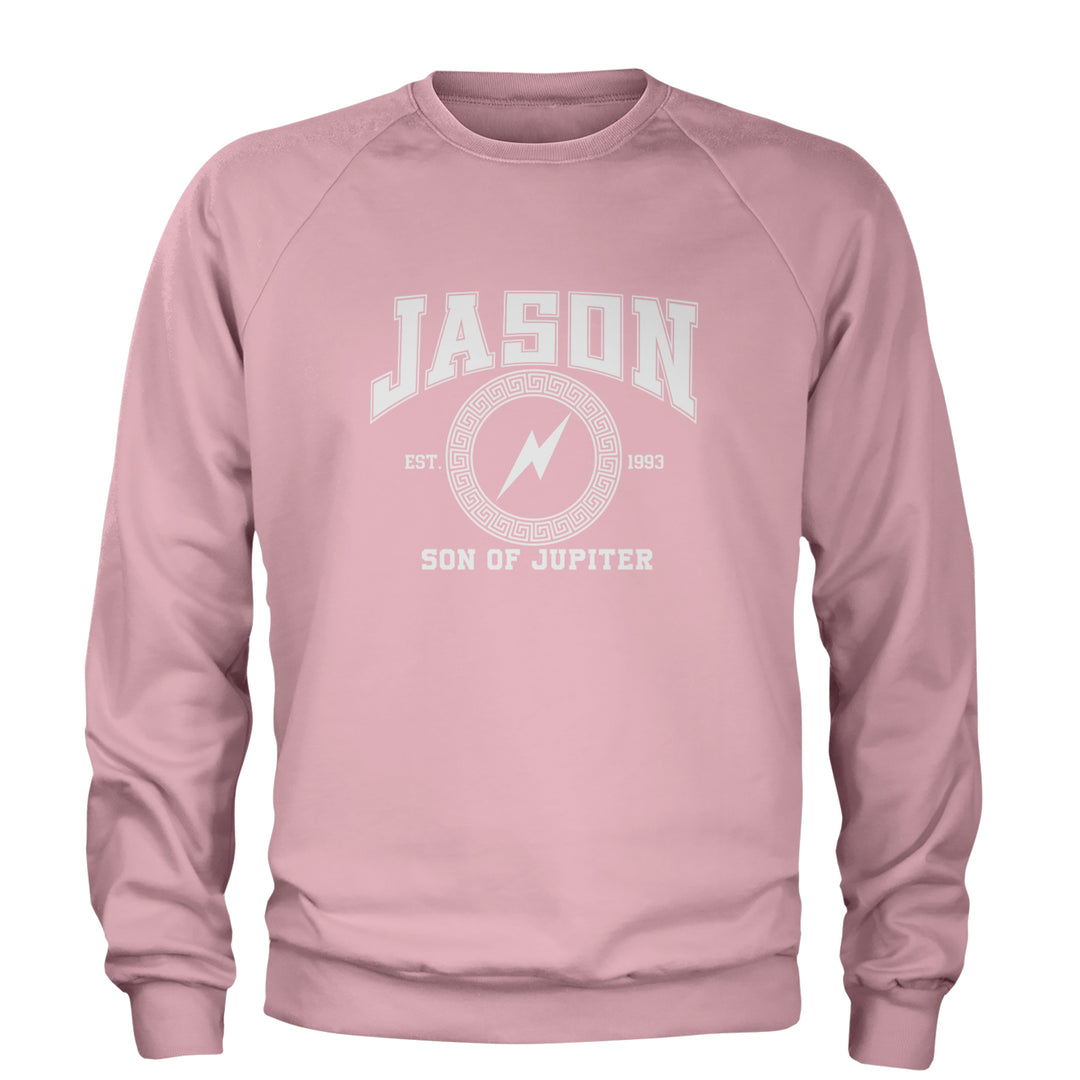Jason Son of Jupiter Storm Bringer Adult Crewneck Sweatshirt Light Pink