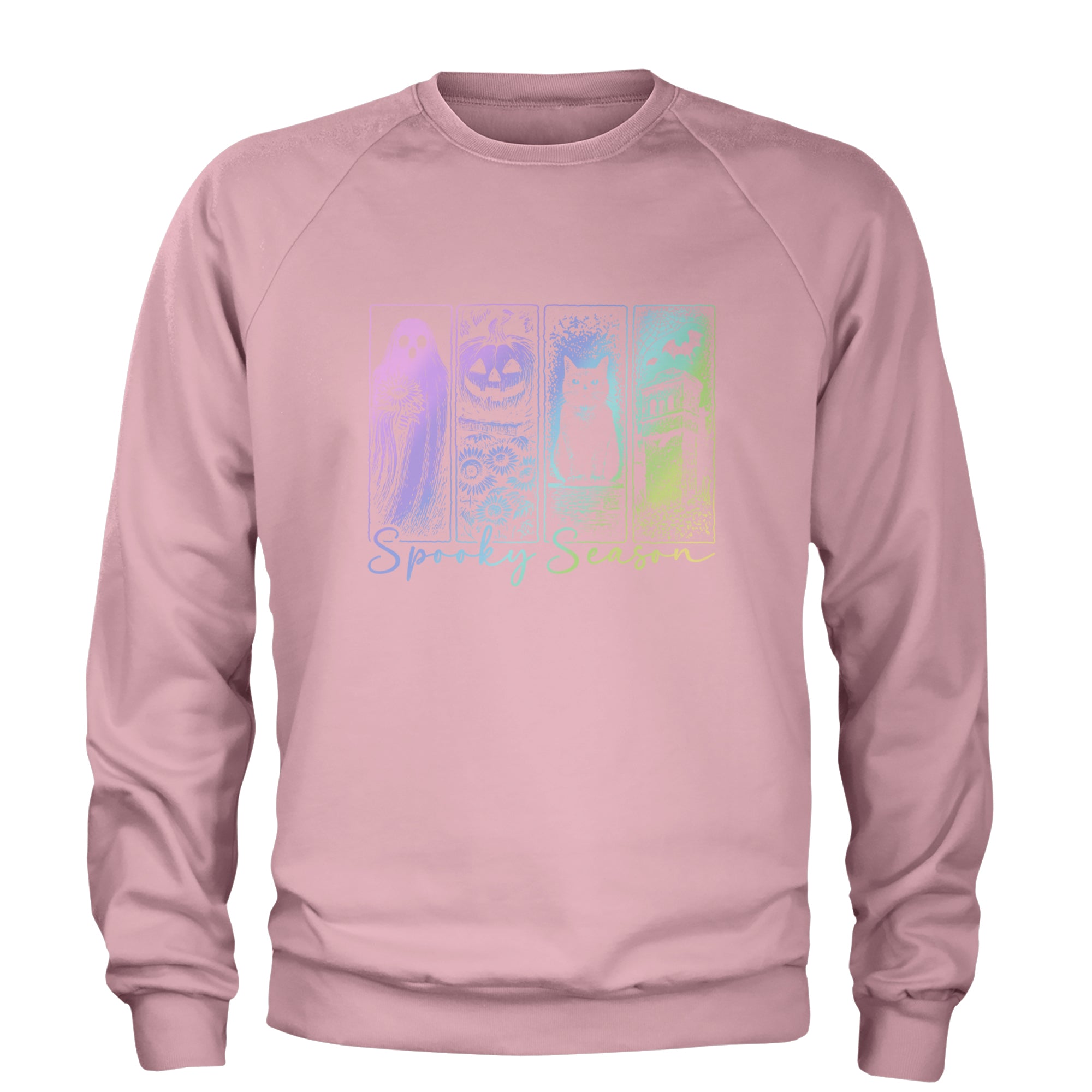 Spooky Season Cute Pastel Halloween Design Adult Crewneck Sweatshirt Light Pink