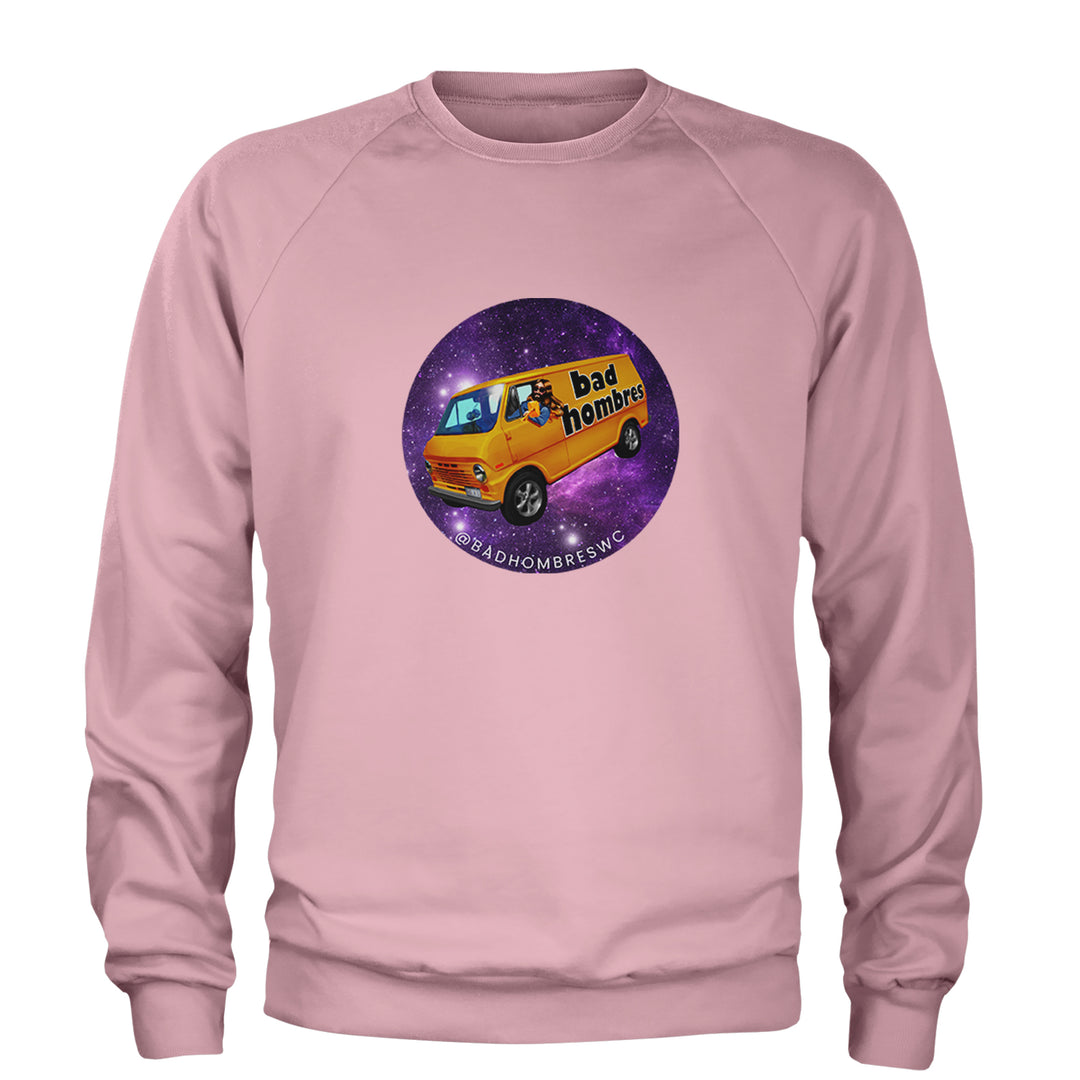 Bad Hombres Space West Chester Band Adult Crewneck Sweatshirt Light Pink