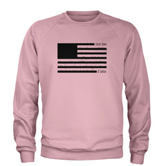 Redacted American Flag Adult Crewneck Sweatshirt Light Pink