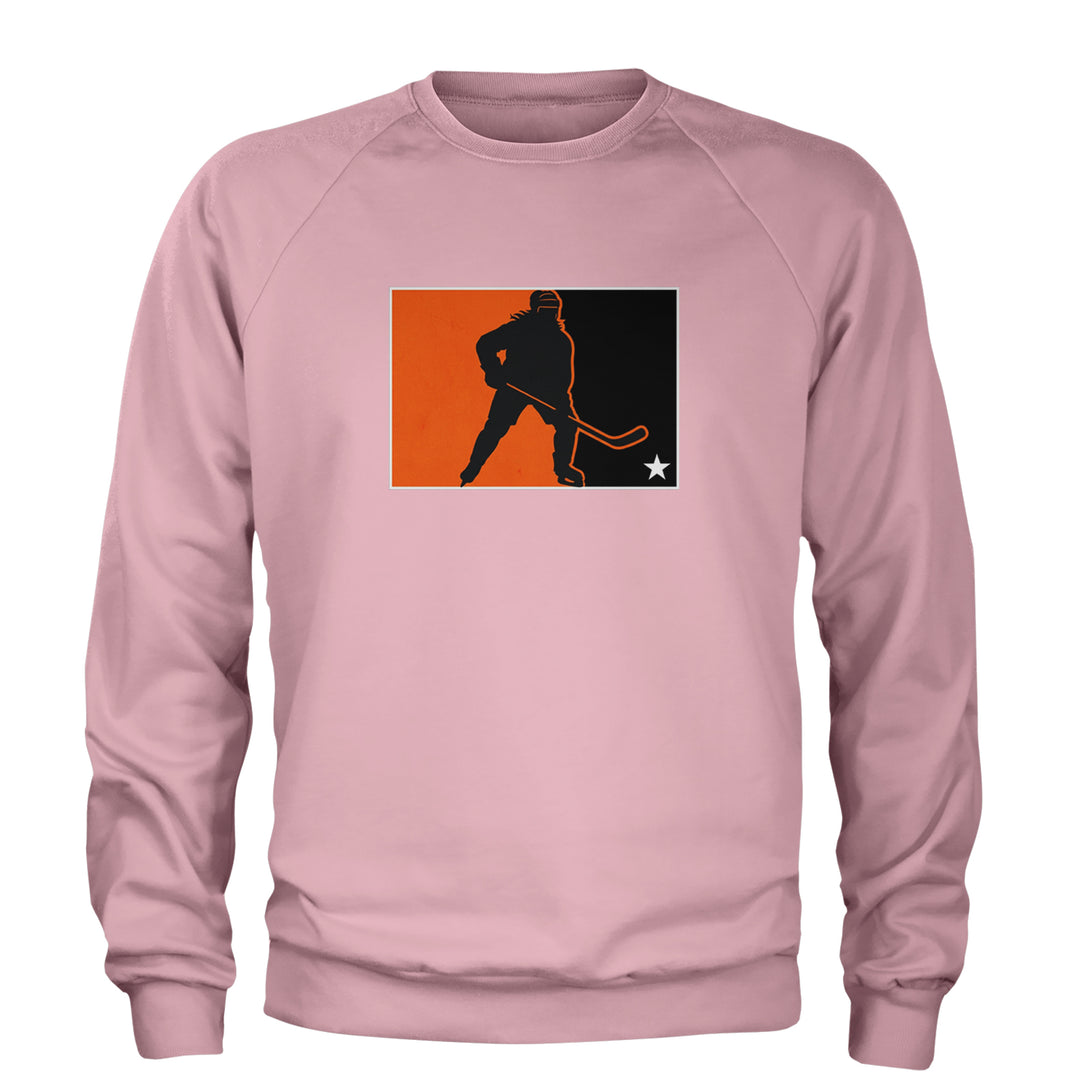 Hockey Enforcer Retro Vintage Adult Crewneck Sweatshirt Light Pink