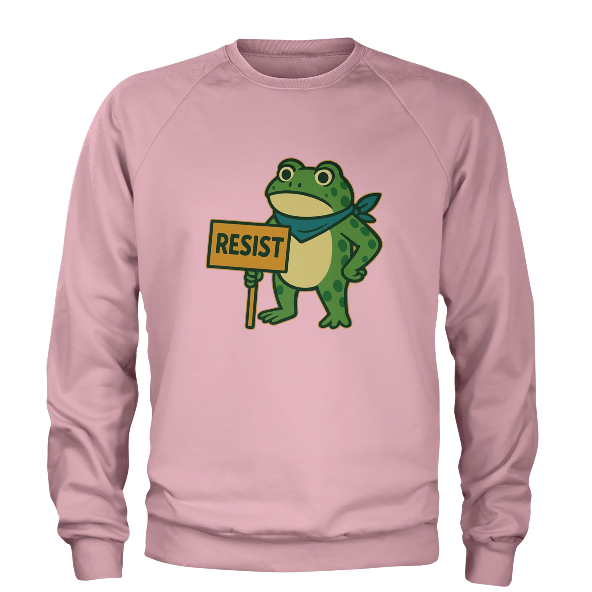 Sign Resist Meme Frog Protest Adult Crewneck Sweatshirt Light Pink