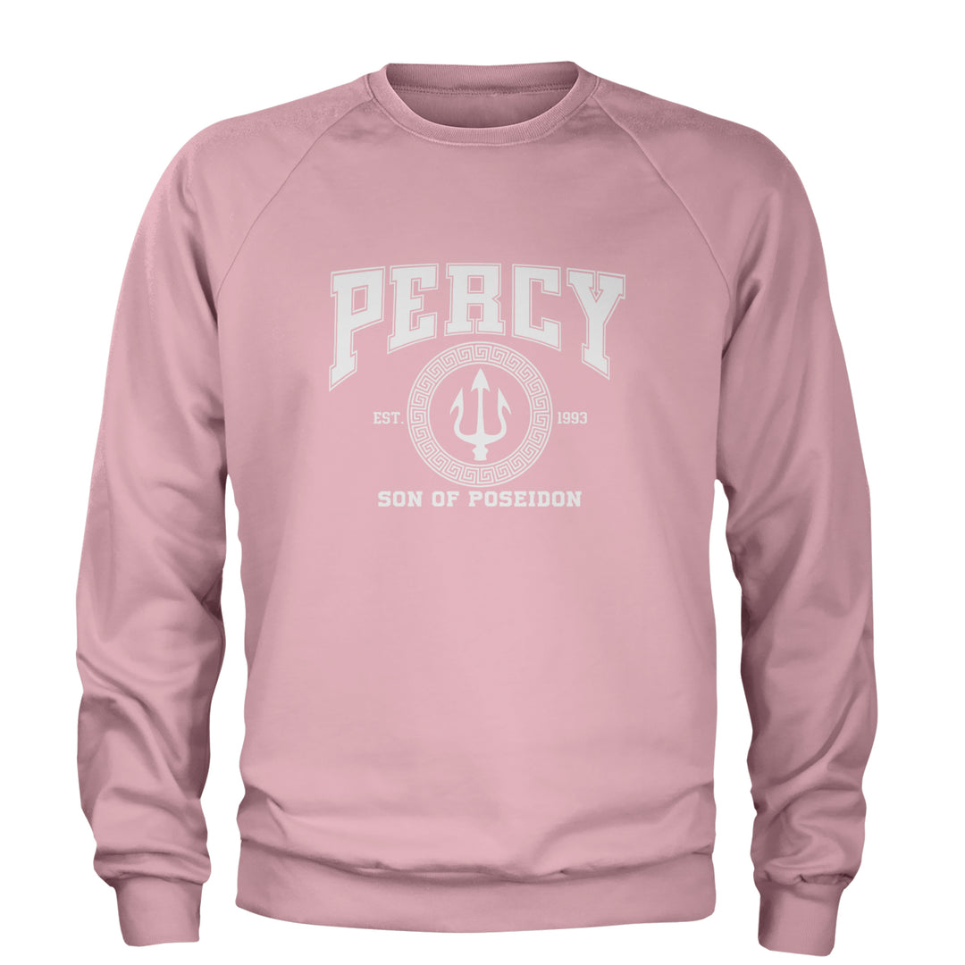 Percy Son Of Poseidon Sea God Adult Crewneck Sweatshirt Light Pink