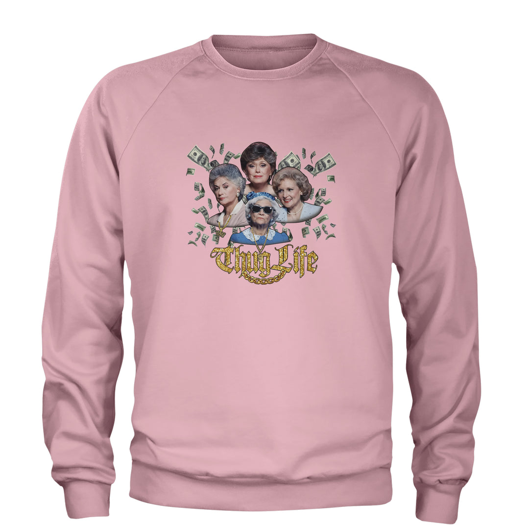 Golden Chain Thug Life Girls Adult Crewneck Sweatshirt Light Pink
