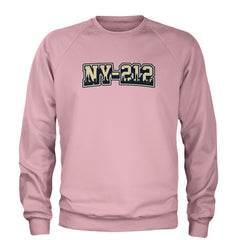 New York City 212 Area Code Skyline  Adult Crewneck Sweatshirt Light Pink