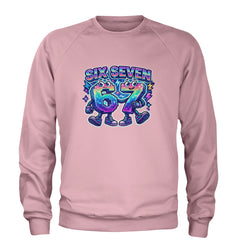 Six Seven 67 Retro Pixel Buddies Adult Crewneck Sweatshirt Light Pink