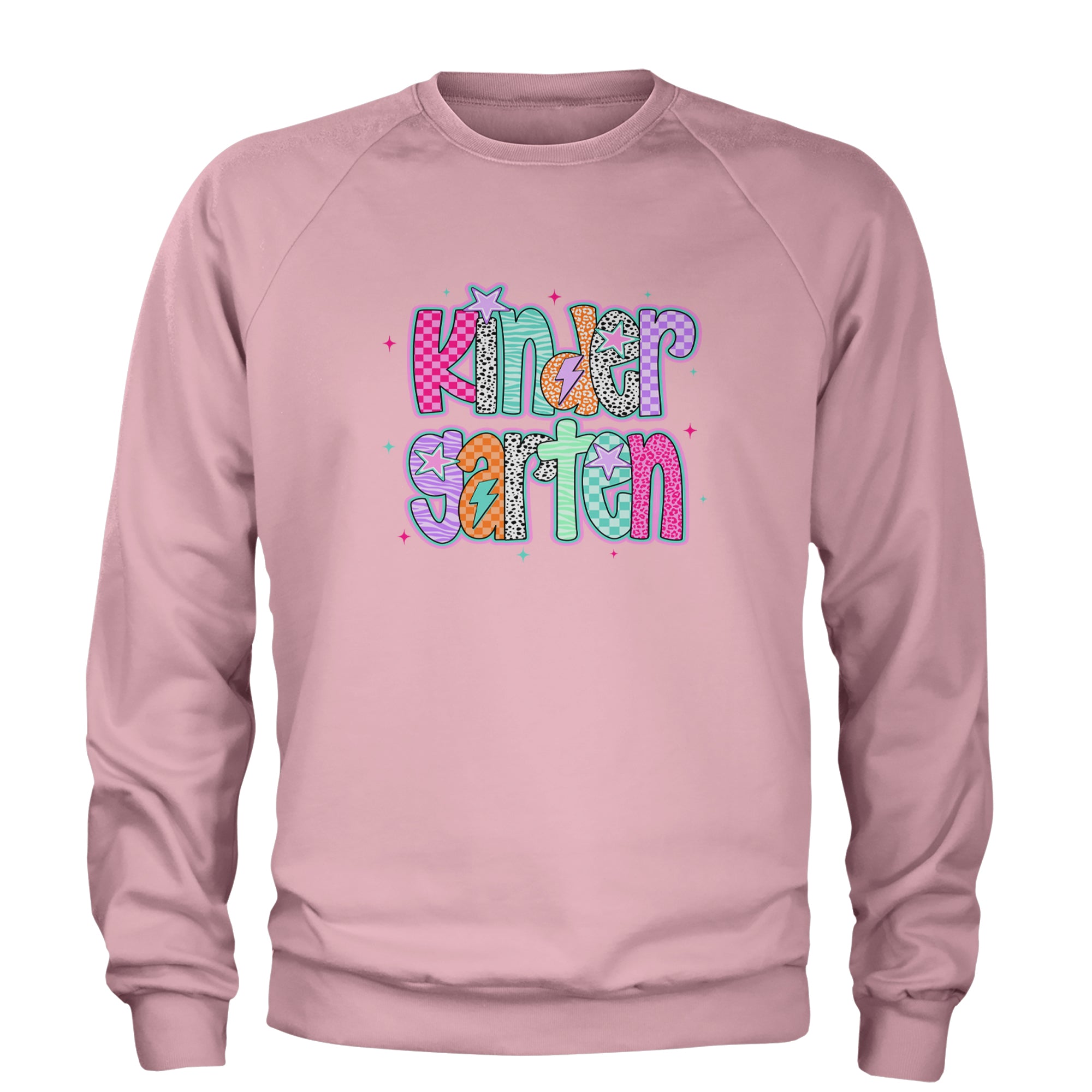 Kindergarten Cutie Colorful Back to School Adult Crewneck Sweatshirt Light Pink