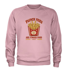 French Fries Are Finger Food IYKYK Adult Crewneck Sweatshirt Light Pink