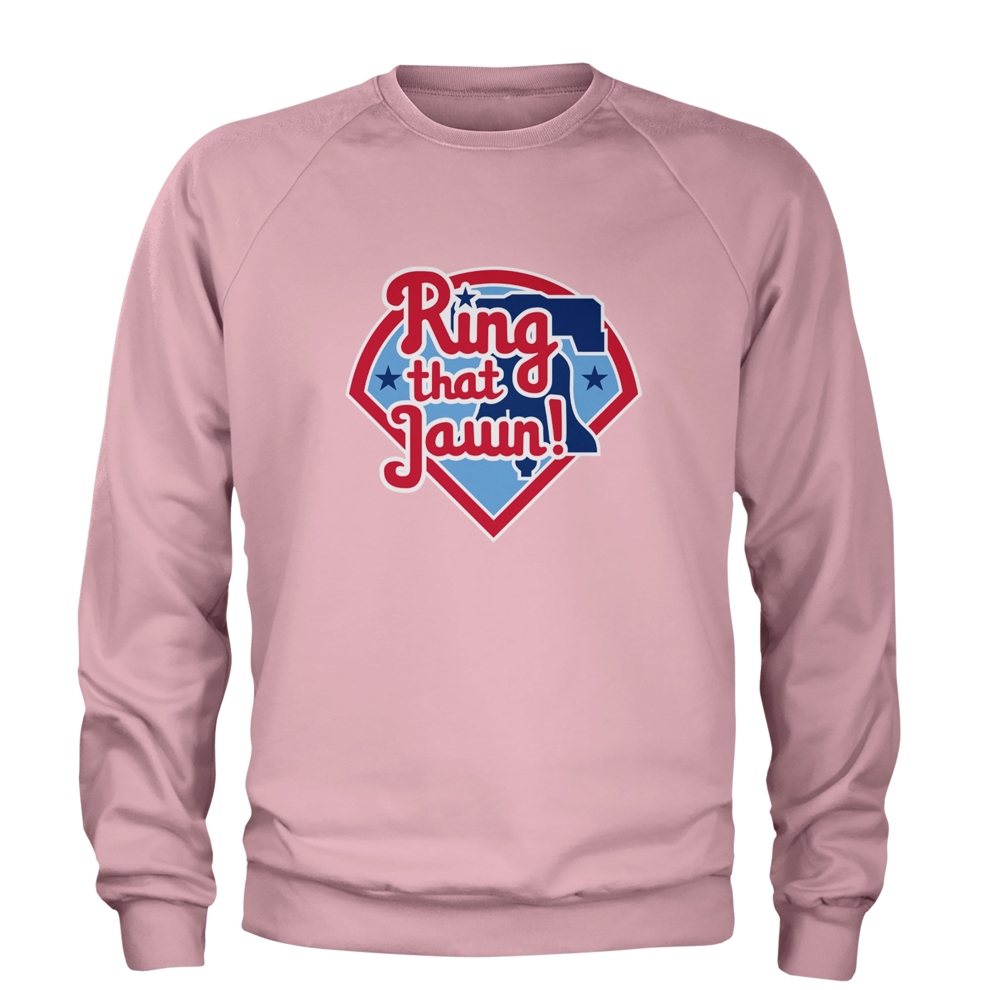 Ring That Jawn Philly Baseball Adult Crewneck Sweatshirt Light Pink