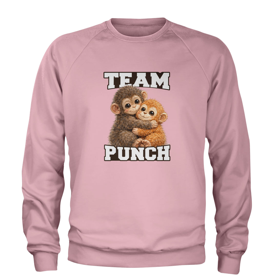 Team Punch Panchi-kun Monkey Adult Crewneck Sweatshirt Light Pink