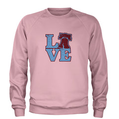 Love Philly Liberty Bell Adult Crewneck Sweatshirt Light Pink