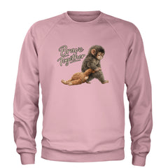Punch Brave Together Stuffed Animal Adult Crewneck Sweatshirt Light Pink