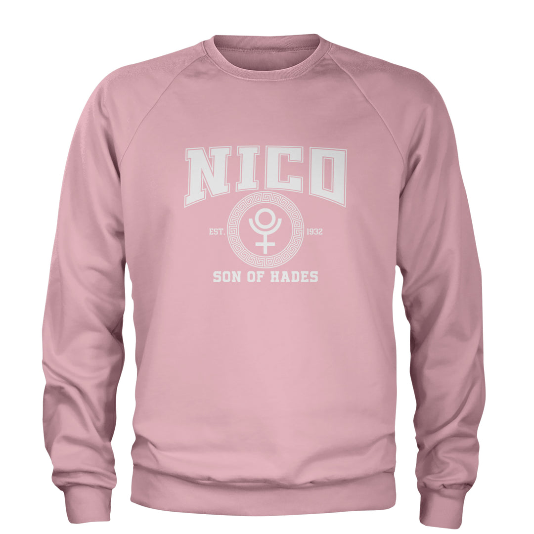 Nico Son of Hades Underworld Crest Adult Crewneck Sweatshirt Light Pink