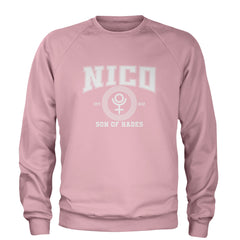 Nico Son of Hades Underworld Crest Adult Crewneck Sweatshirt Light Pink