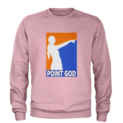Point God Cunningham Basketball Pointing Meme  Adult Crewneck Sweatshirt Light Pink