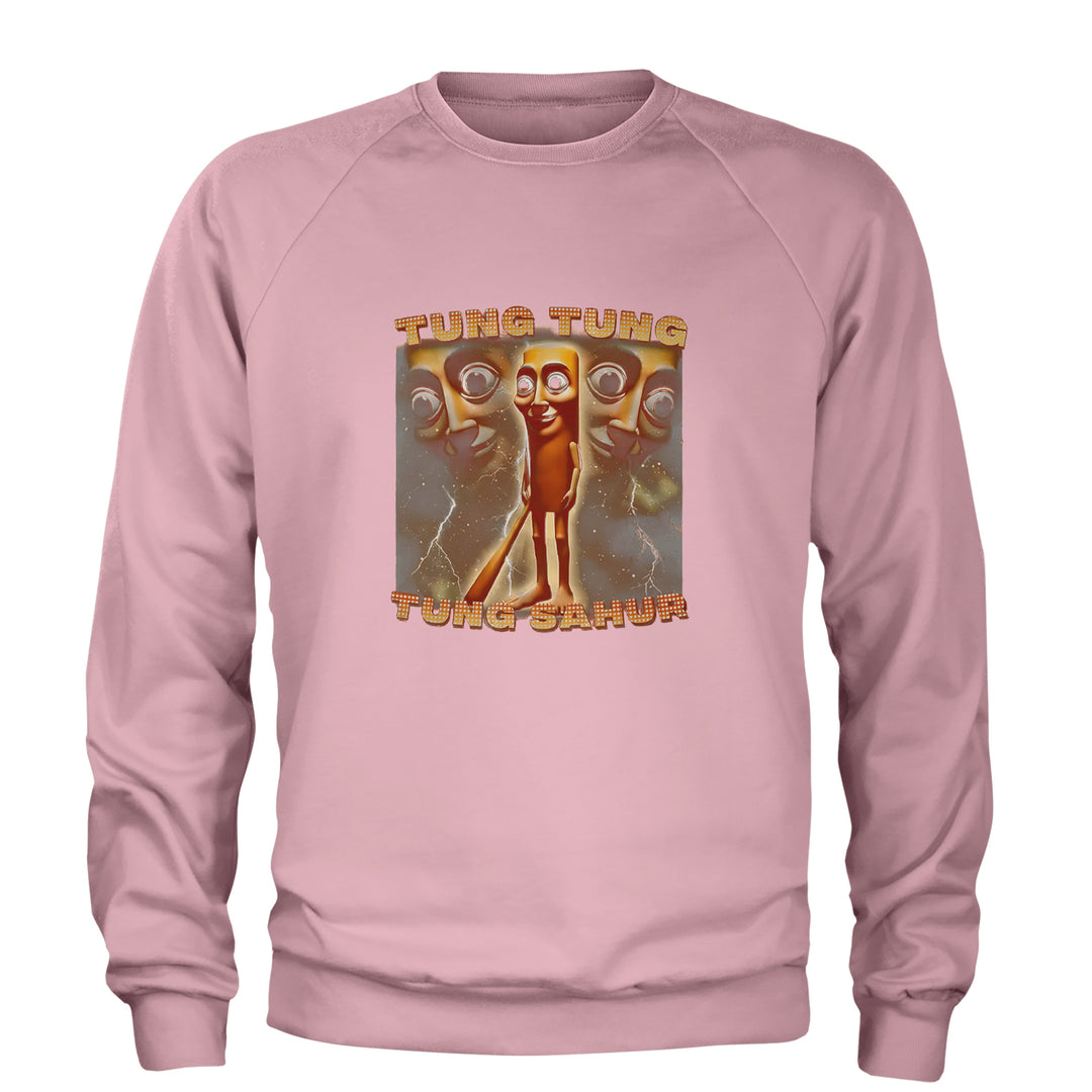 Tung Tung Tung Sahur Enforcer Adult Crewneck Sweatshirt Light Pink