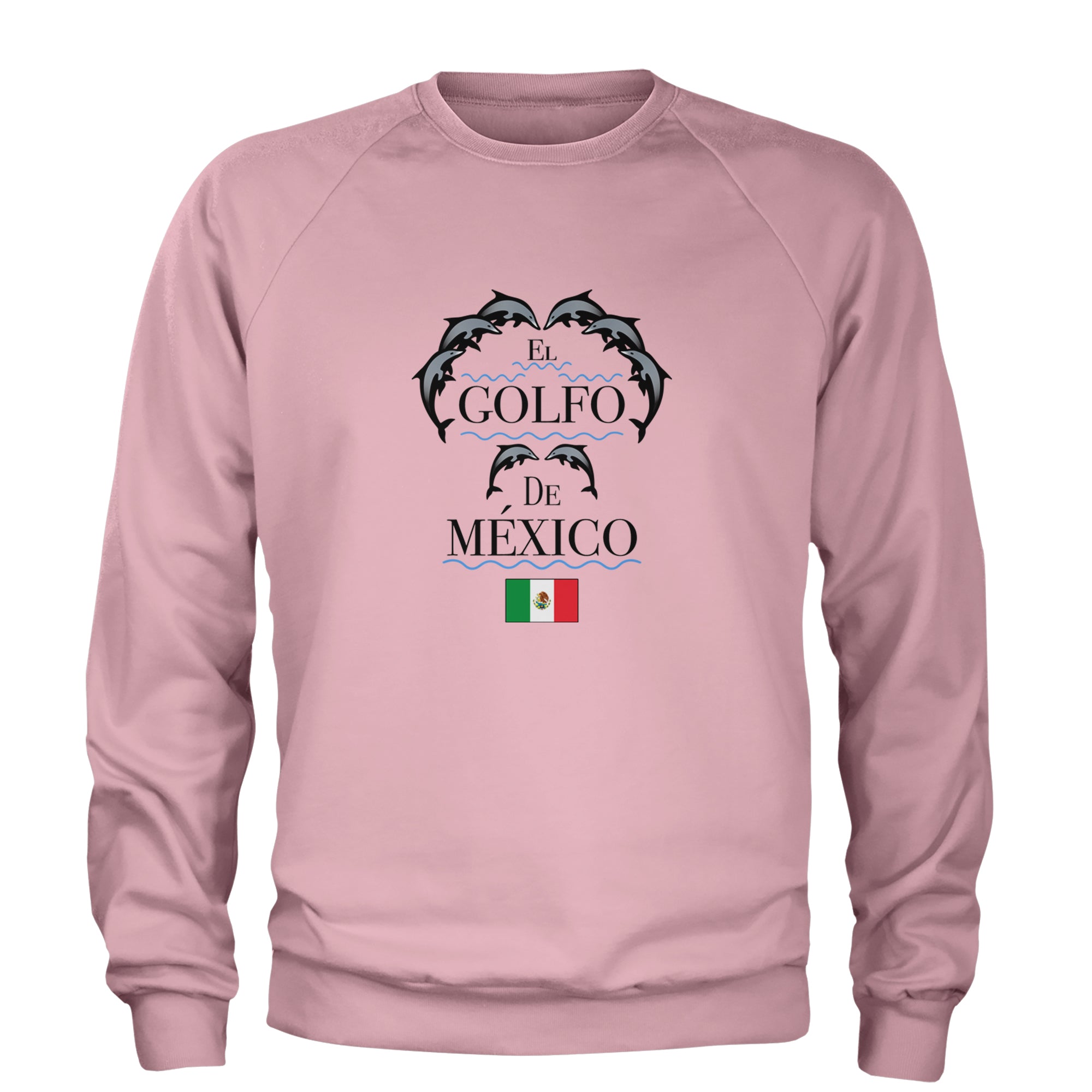 El Golfo De Mexico Dancing Dolphins Adult Crewneck Sweatshirt Light Pink