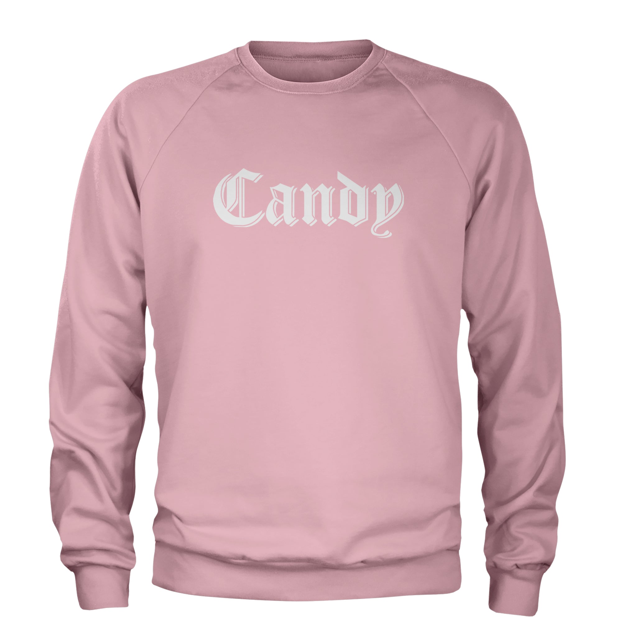 Candy Gothic Lettering Adult Crewneck Sweatshirt Light Pink