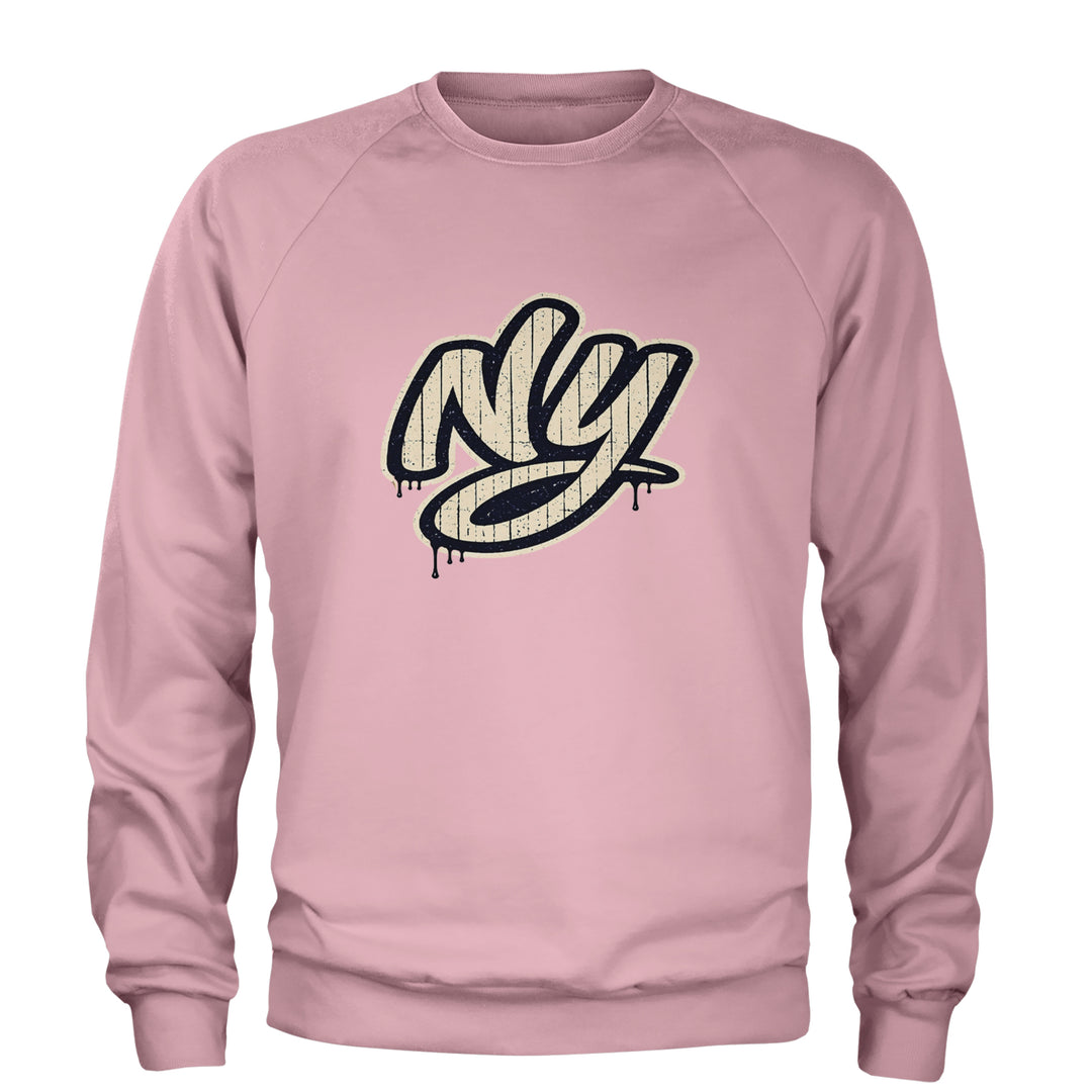NYC New York City Grunge Street Adult Crewneck Sweatshirt Light Pink