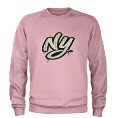 NYC New York City Grunge Street Adult Crewneck Sweatshirt Light Pink