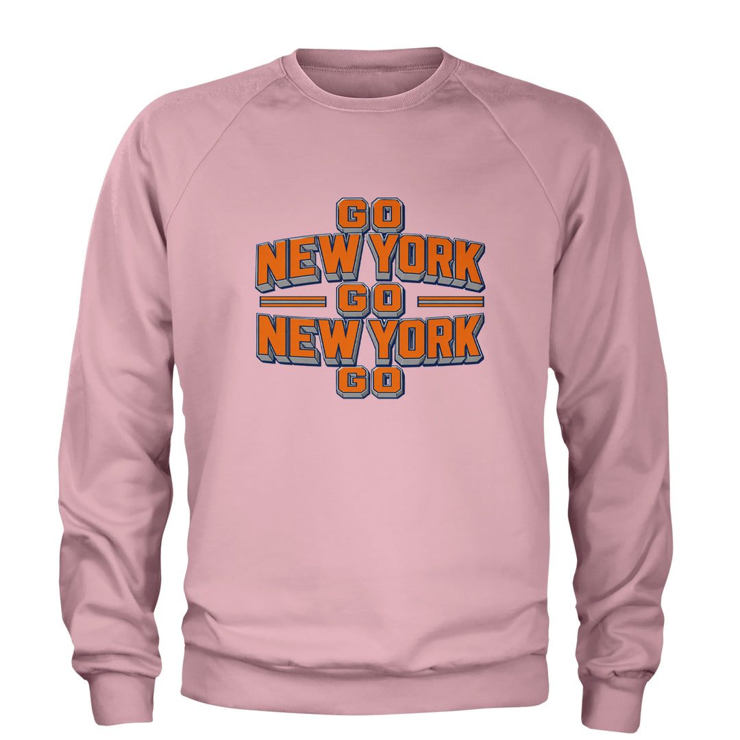 Go New York Go Basketball Adult Crewneck Sweatshirt Light Pink