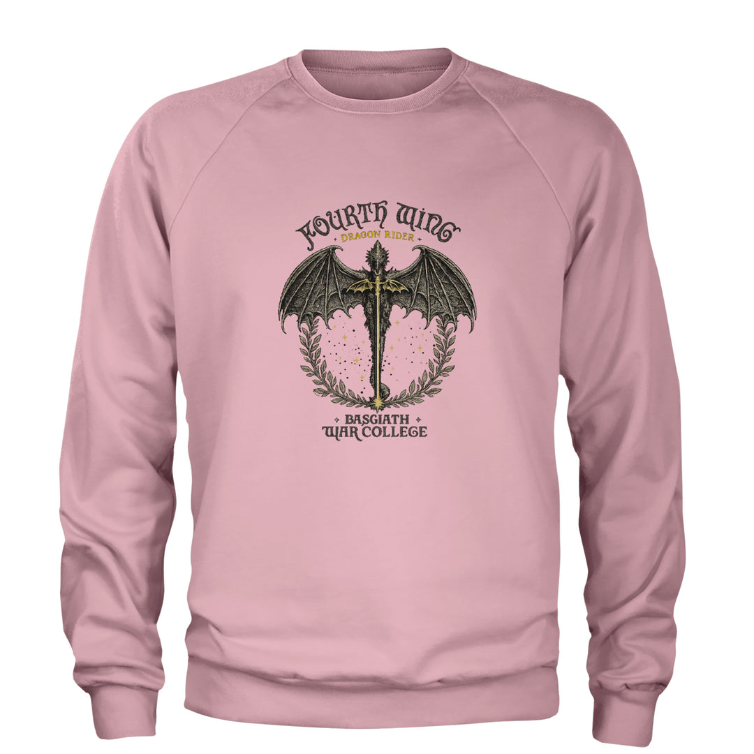 Fourth Wing Dragon Rider Vintage Basgiath War College Adult Crewneck Sweatshirt Light Pink