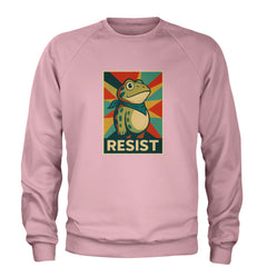 Resist Portland Protest Frog Adult Crewneck Sweatshirt Light Pink