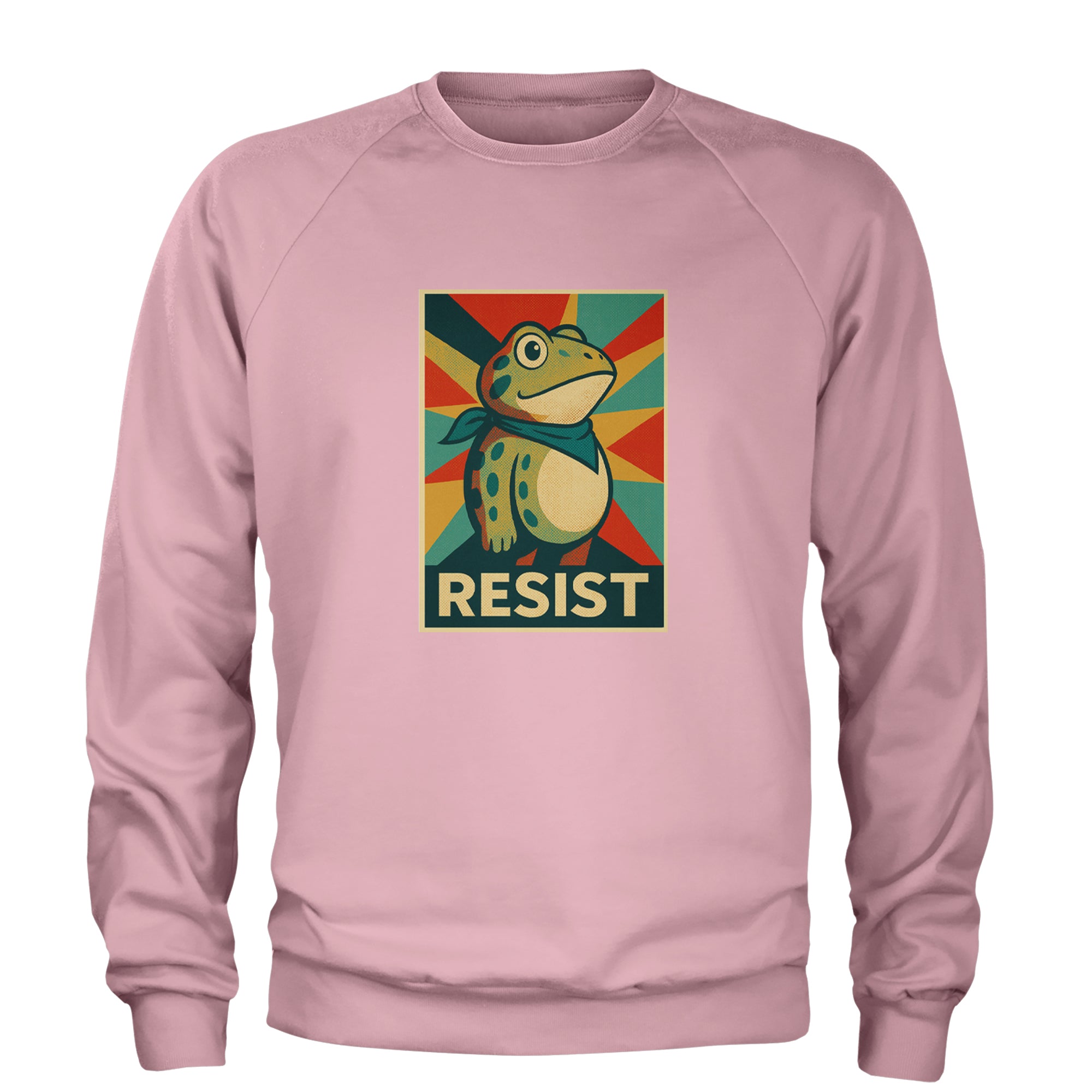 Resist Portland Protest Frog Adult Crewneck Sweatshirt Light Pink