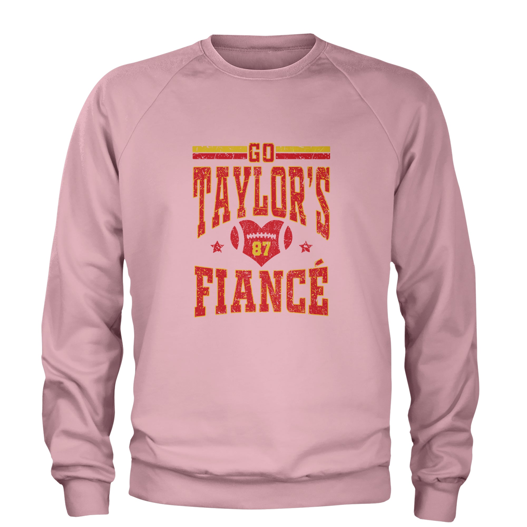Go Taylor's Fiancé Engagement Game Day Adult Crewneck Sweatshirt Light Pink