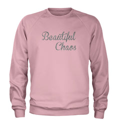 Beautiful Chaos Glitter Music Festival Adult Crewneck Sweatshirt Light Pink