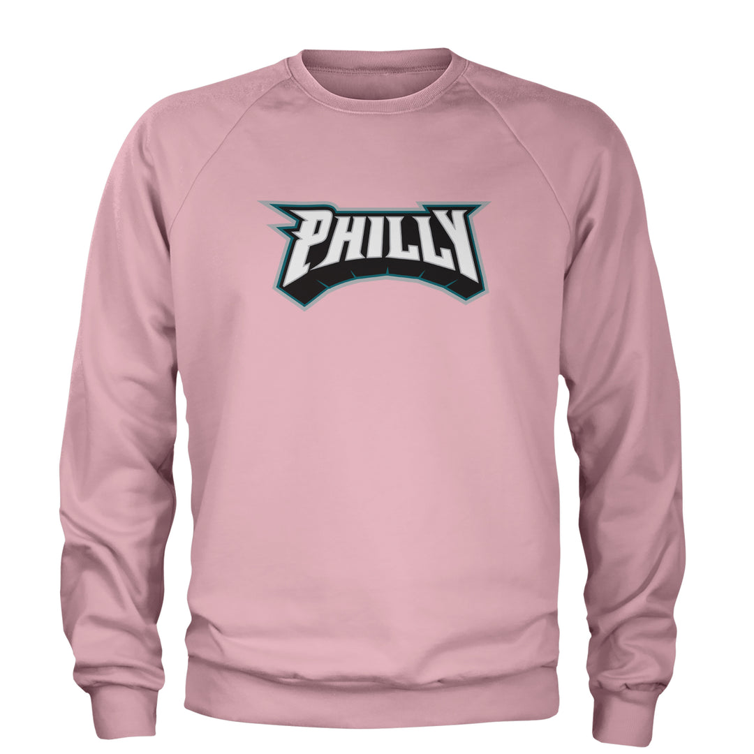 Philly Bold Block Throwback Adult Crewneck Sweatshirt Light Pink