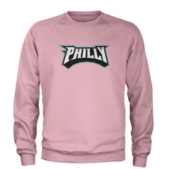 Philly Bold Block Throwback Adult Crewneck Sweatshirt Light Pink