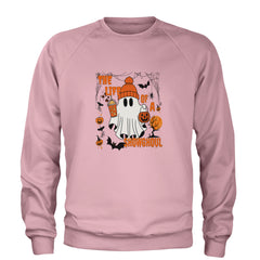 Life of a Showghoul Halloween Showgirl Vibes Adult Crewneck Sweatshirt Light Pink