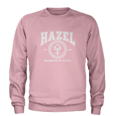 Hazel Daughter of Pluto Roman Gold Adult Crewneck Sweatshirt Light Pink