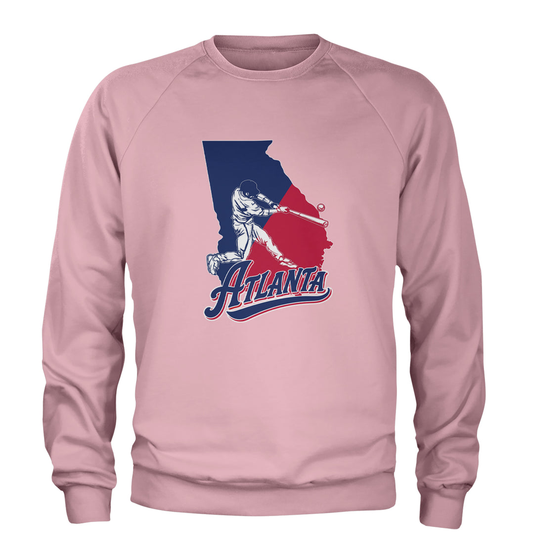 Atlanta Georgia Batter Up Adult Crewneck Sweatshirt Light Pink