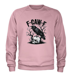 F-Caw-F Crow On Skull F-ck Off Gothic Adult Crewneck Sweatshirt Light Pink