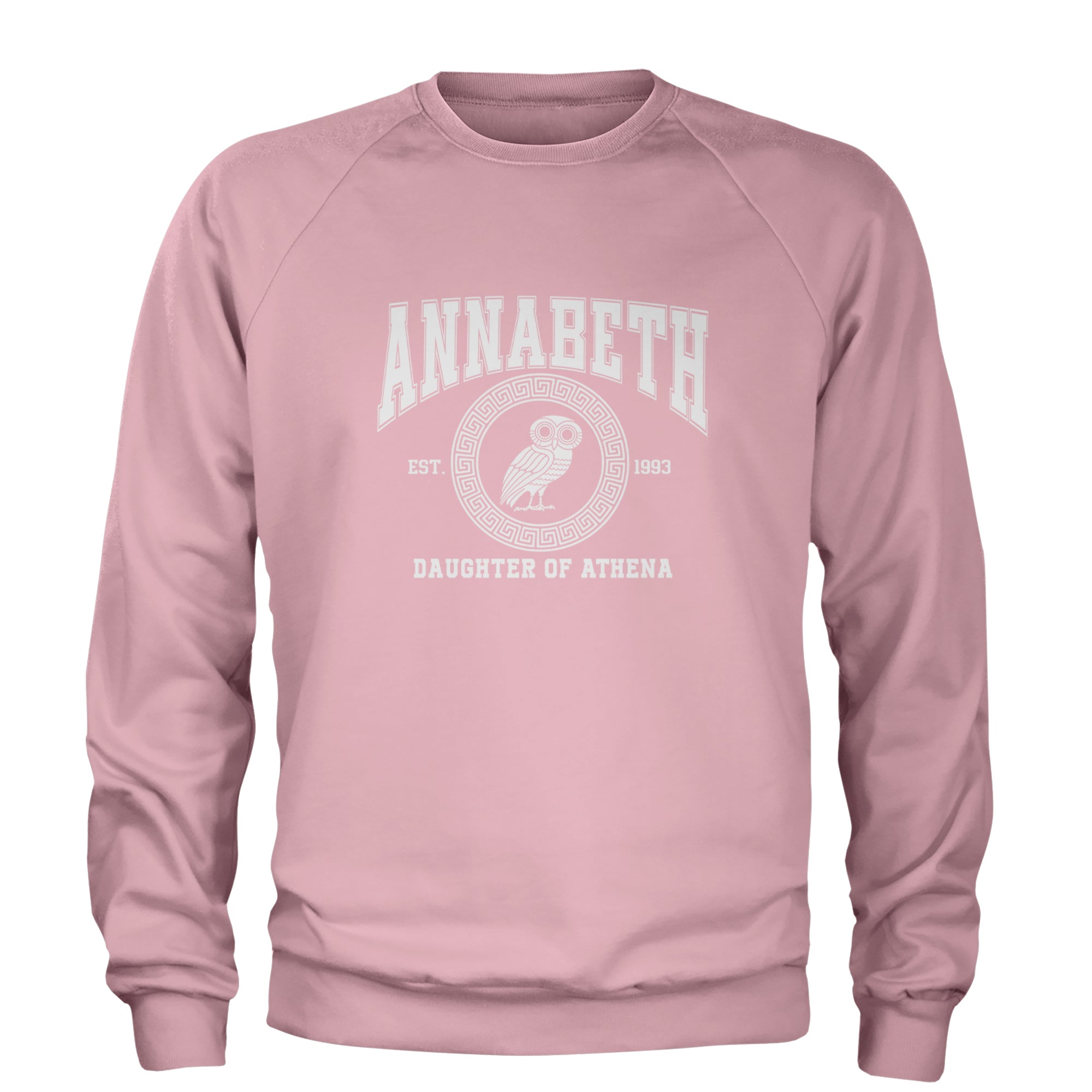 Annabeth Daughter of Athena Owl Wisdom Adult Crewneck Sweatshirt Light Pink